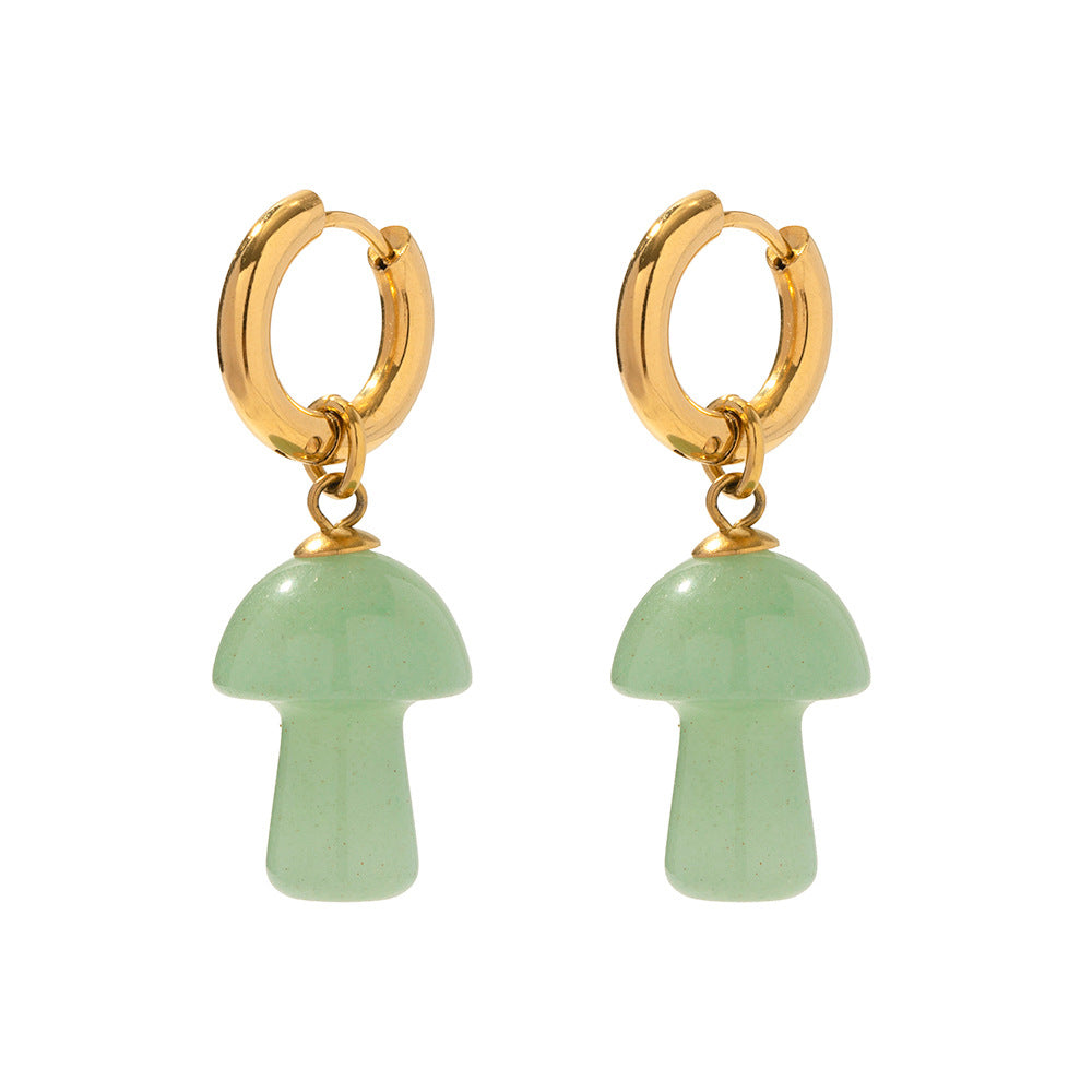 Silver Fleurstone Mushroom Drop Earrings by cjdropshipping, featuring delicate mushroom-shaped design with floral accents.