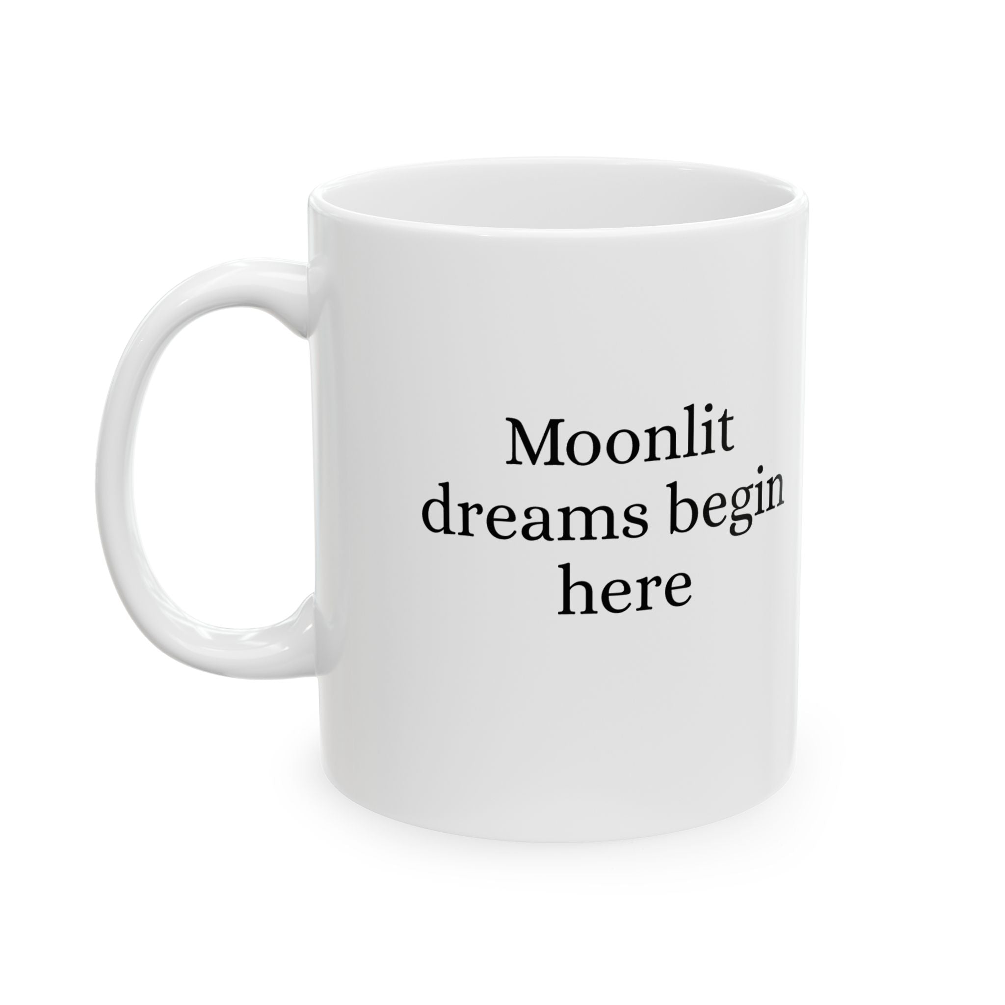 Ceramic butterfly moon fairy mug with floral design, available in 11oz and 15oz sizes, by Printify.