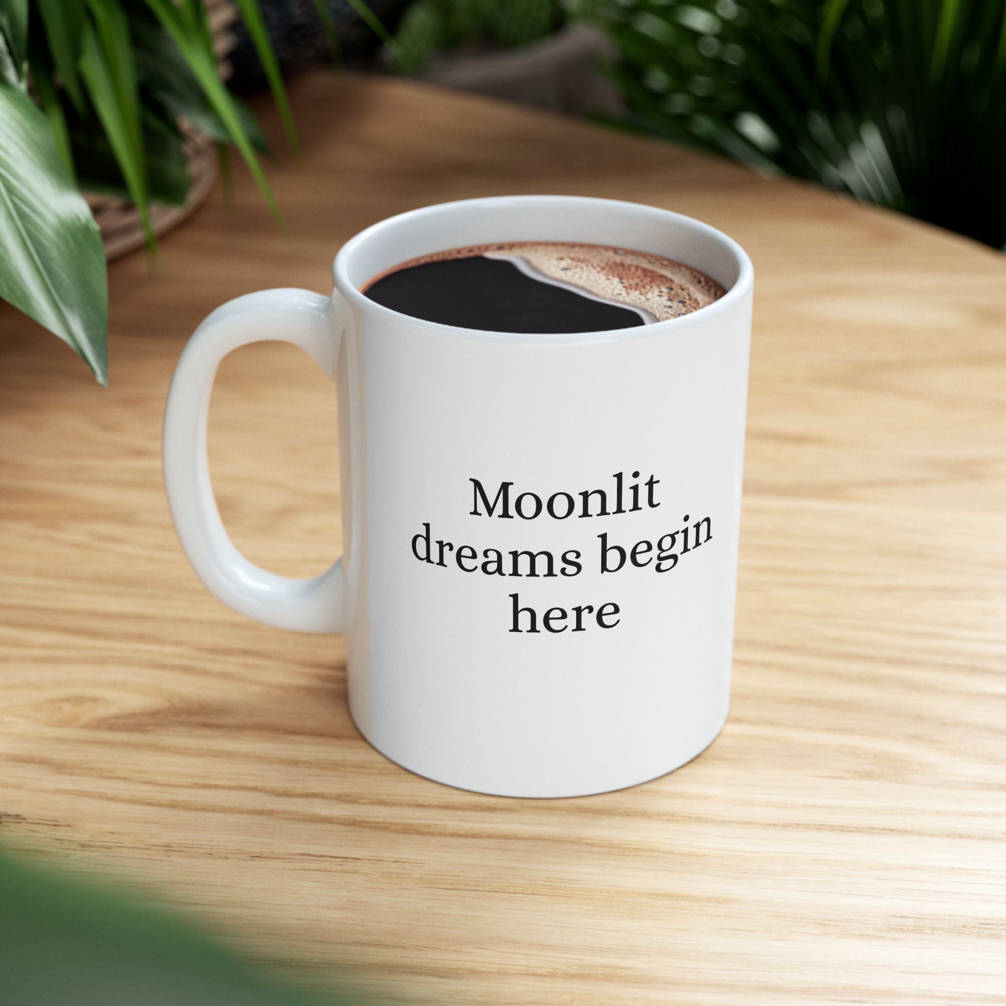 Ceramic butterfly moon fairy coffee mug by Printify, featuring a whimsical fairy and moon design in 11oz or 15oz size.