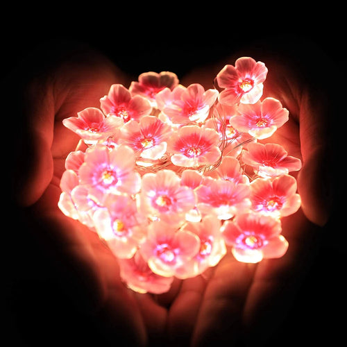 Cherry Blossom fairy string lights with 20 or 30 LED bulbs, soft glow garland for home and garden decoration by Simply Heather Creative