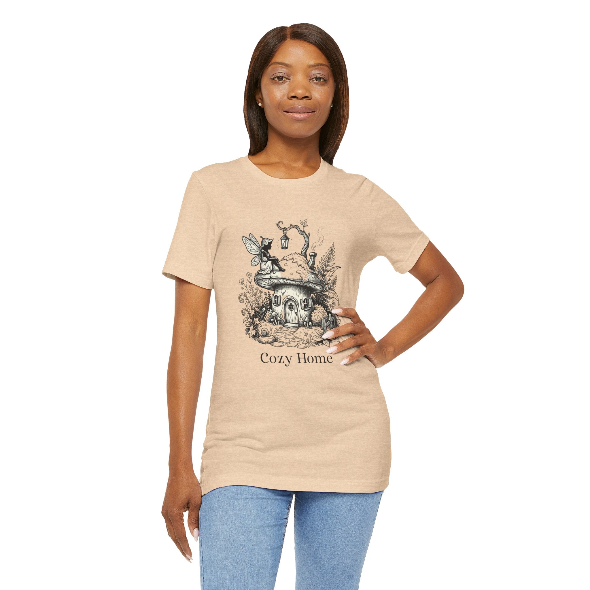 Cozy Home Tee — Fairy Mushroom Cottage Graphic Shirt