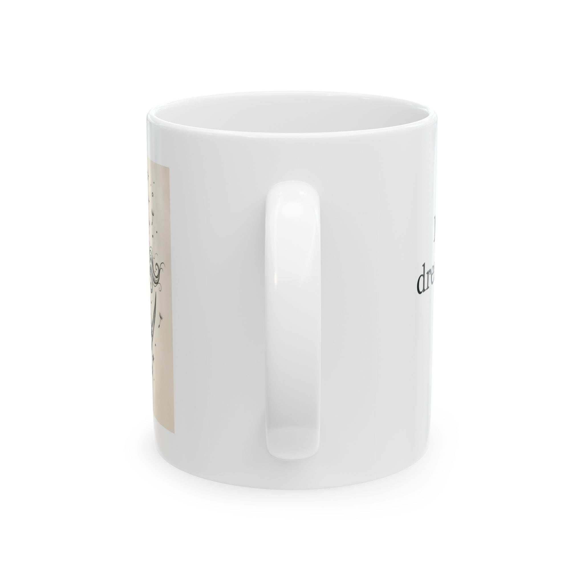Ceramic coffee mug with butterfly and moon fairy design, available in 11oz and 15oz sizes, by Printify.