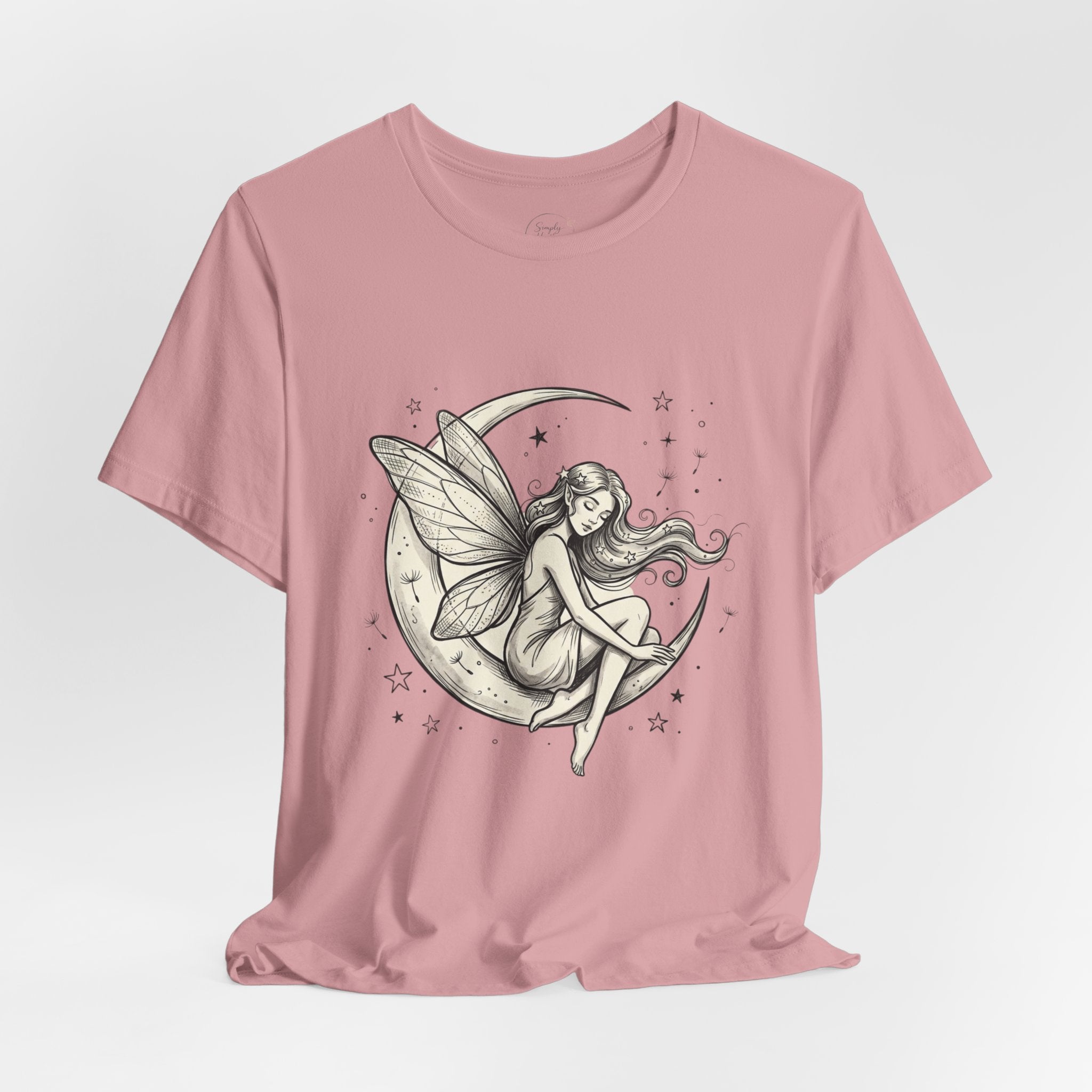 Moon Fairy T-Shirt with whimsical celestial graphic print, featuring a moon and fairy design on a comfortable cotton tee.