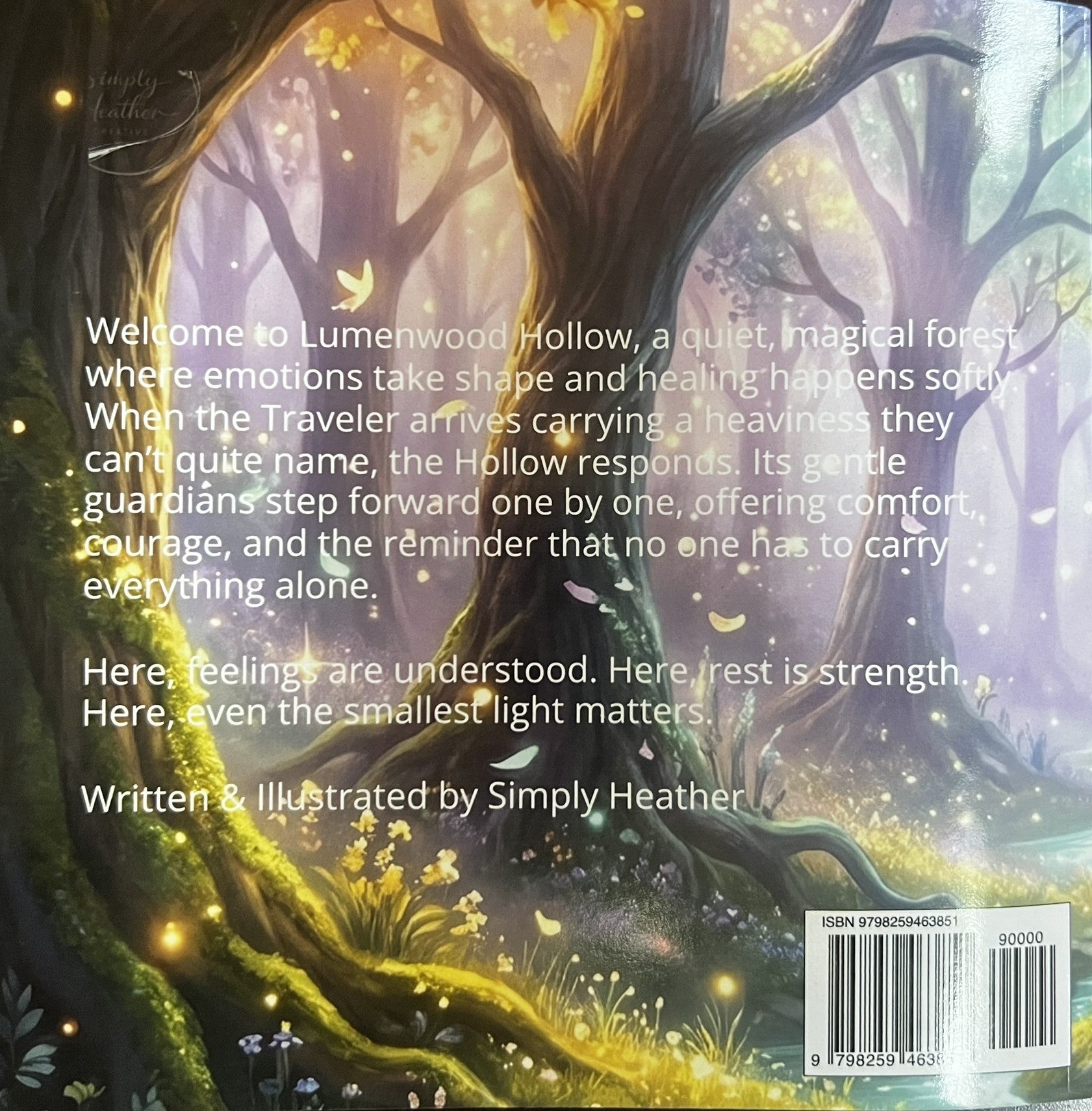 Lumenwood Hollow storybook and companion journal by Simply Heather Creative, featuring fairycore-themed illustrations on the back cover.