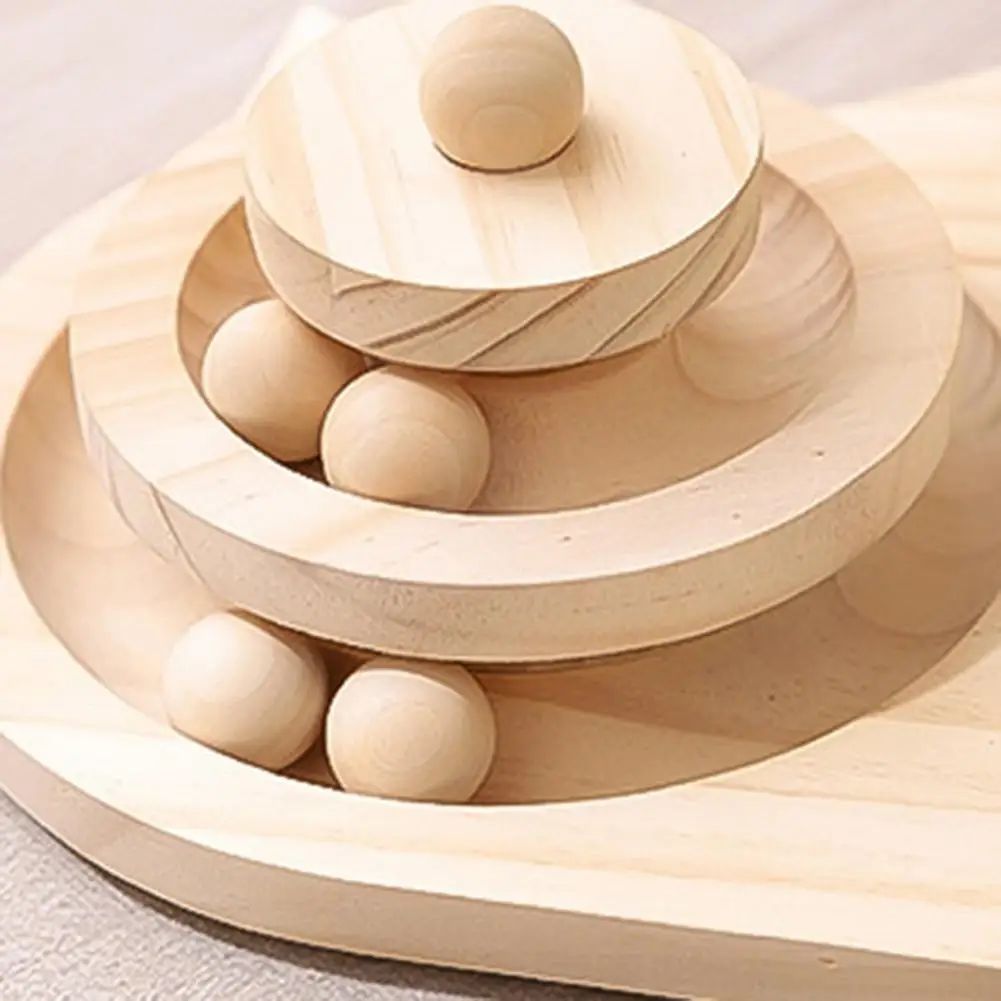 Wooden Mushroom Sisal Rope Cat Scratching Post with interactive ball track, 2-in-1 cat accessory by 24 Hour Crafts