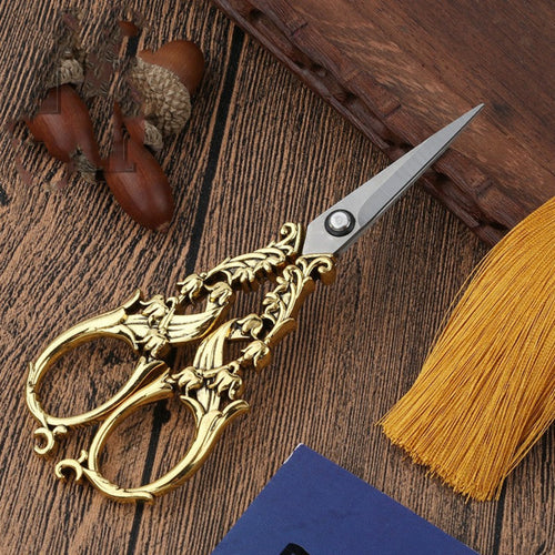 Gold Bell Flower vintage embroidery scissors with stainless steel blades, perfect for craft and sewing projects.